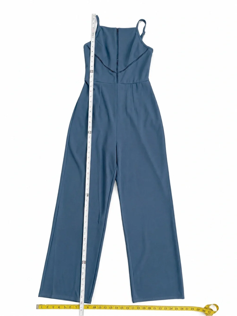 Row.a Women's Navy Wide-Leg Jumpsuit with Spaghetti Straps Size Small Euro Chic - Picture 4 of 6